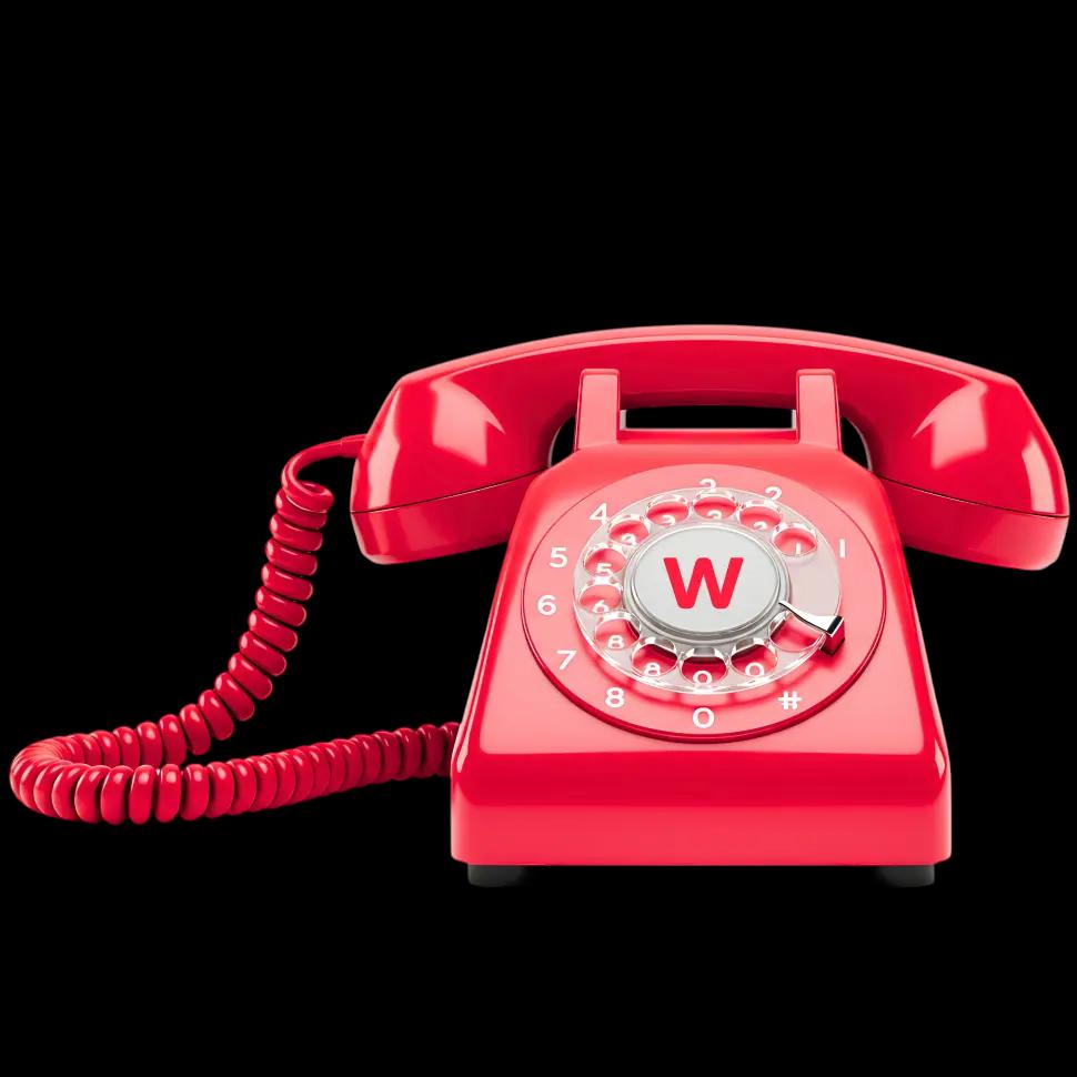 a gorgeous vintage red phone with a beautiful w on the dial