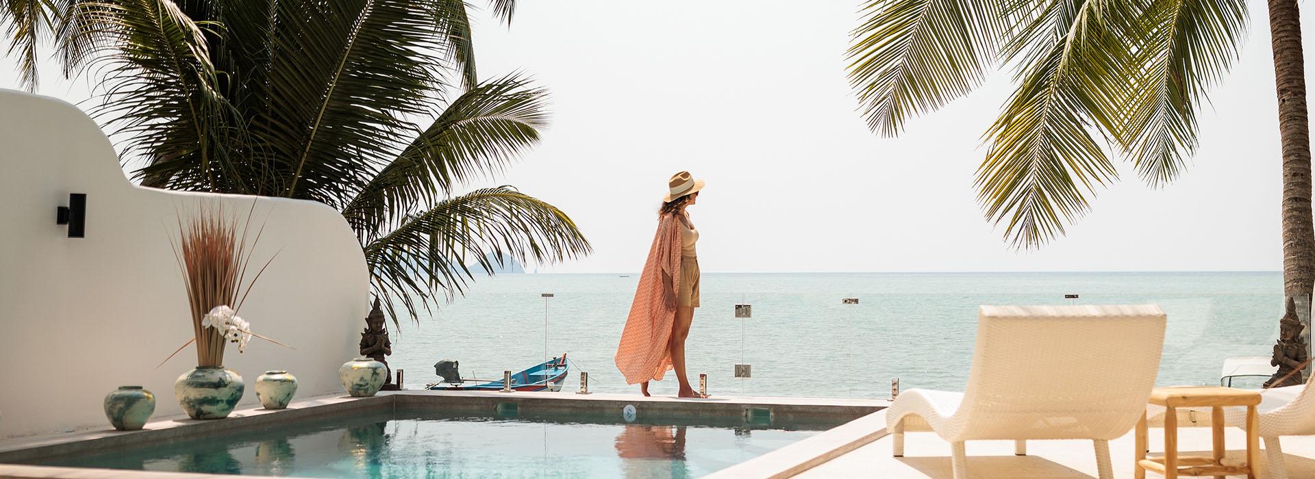 Woman at a beach resort